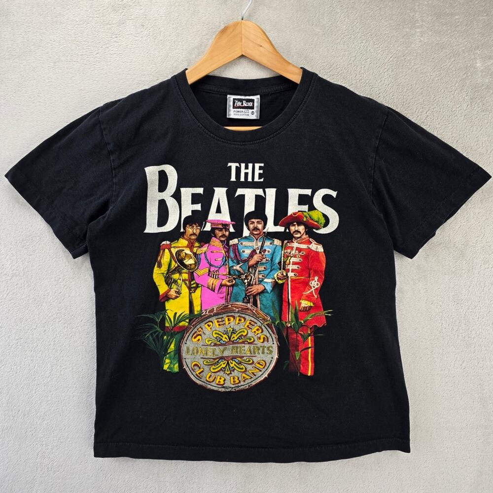Vintage The Beatles Shirt Mens Medium Black Sgt Peppers Roxx Single Stitch 90s